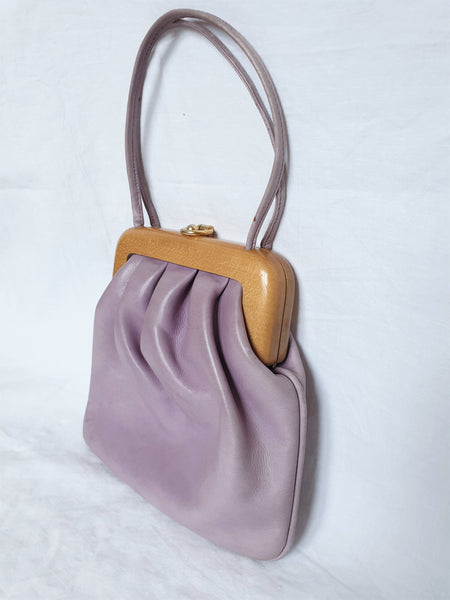  Vintage Lilac Leather Handbag