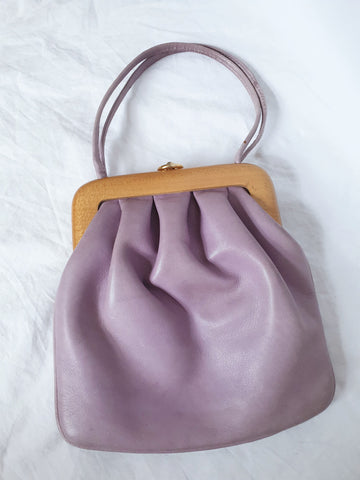  Vintage Lilac Leather Handbag